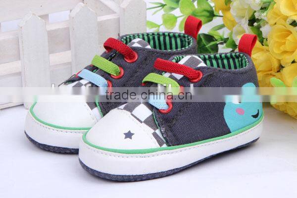 spring 3 colors slip-on printed frog baby walking shoes