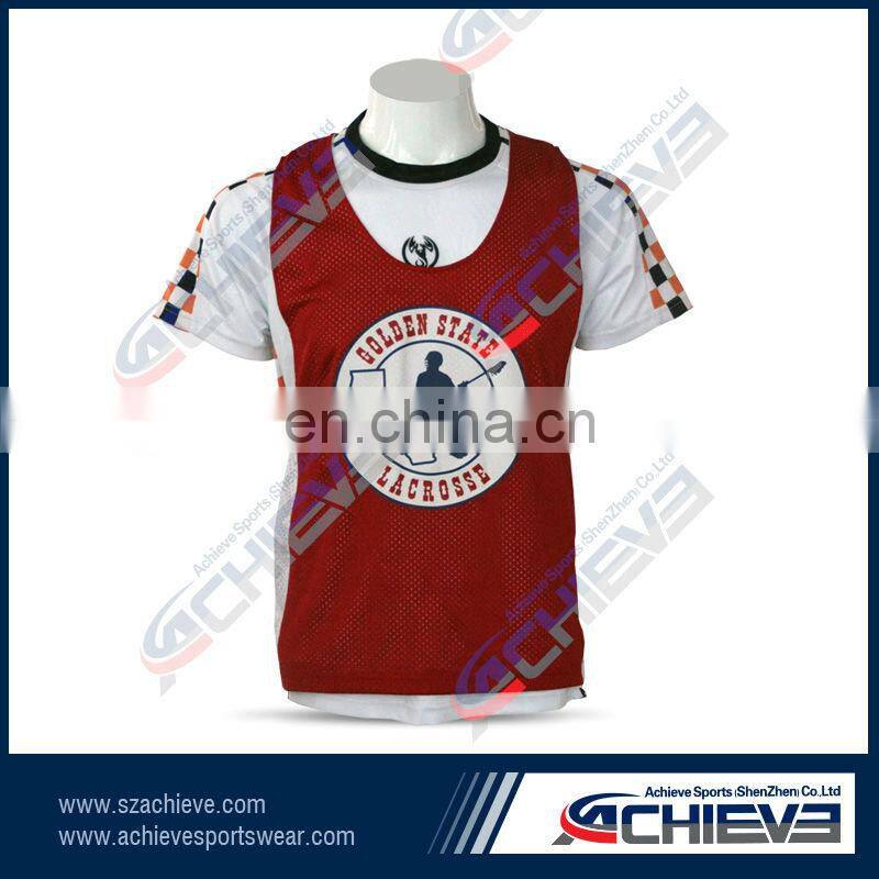 Warrior lacrosse team lacrosse pinnies/jerseys sublimation reversible lacrosse pinnies/jerseys 100% polyester lacrosse uniform