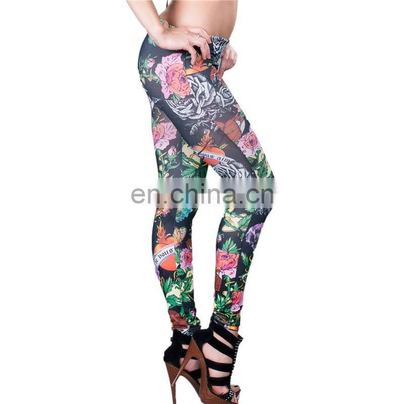 OEM Design Flower Leggings for Women 2016
