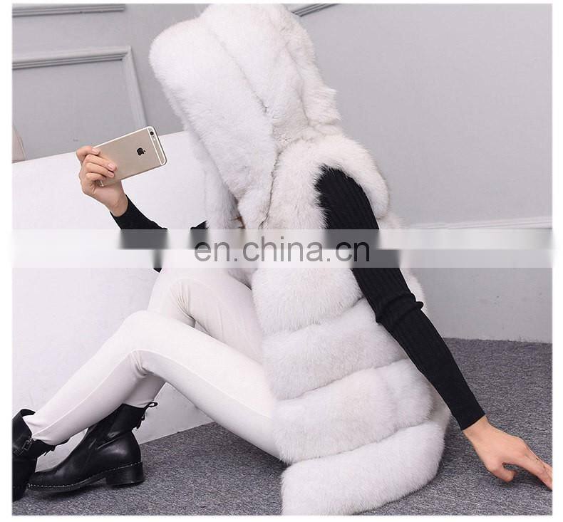 Top Quality Comfortable Wholesale Vest Real Fox Fur Hood Vest / Cheap Fur Vest