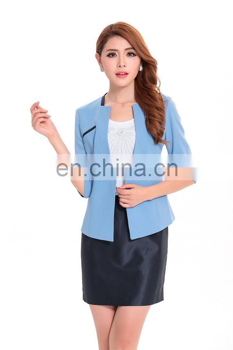 color combination three quater sleeve ladies suit fashion design with skirt