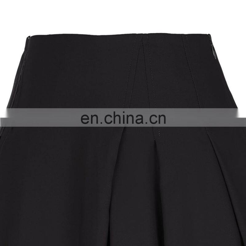 Grace Karin Women Solid Color High Stretchy Vintage Retro A-Line Short Black Skirt CL010451-1
