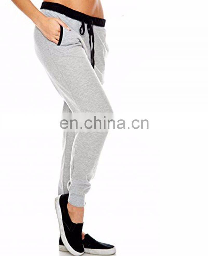 Wholesale OEM Polyester Green Slim fit construction Soft Woman Sweat pants tapered sweat pants