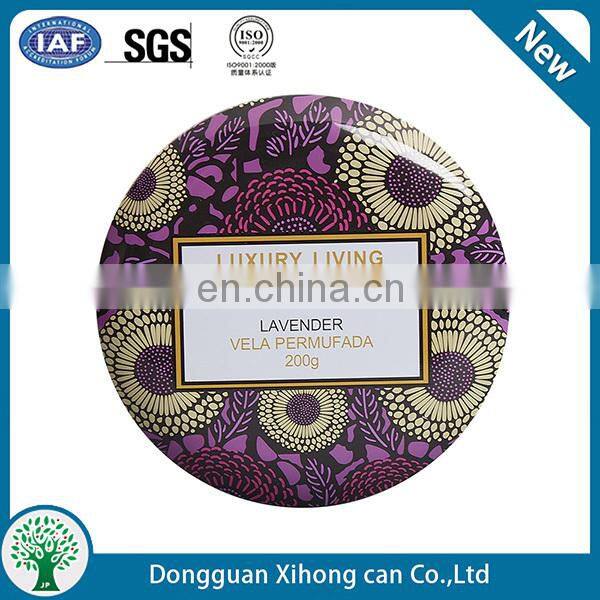 wholesale custom printed emboss small round new scented soy candle tin box
