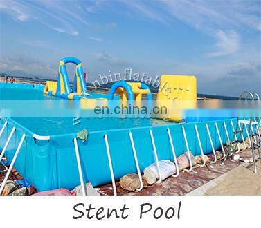 2018 factory pvc tarpaulin new inflatable water park on land prices for adults with pool& slide