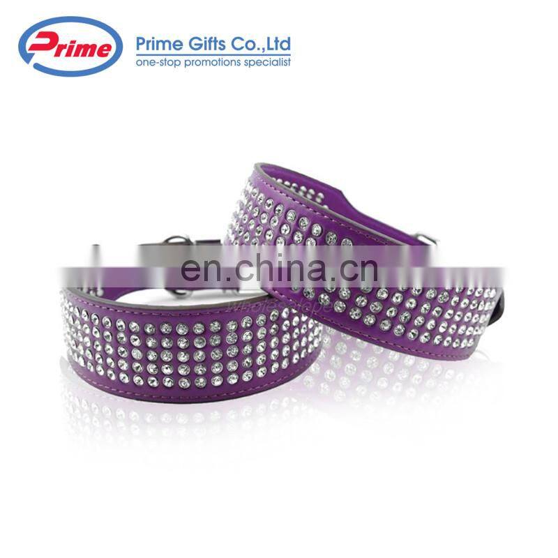 Wholesale PU Leather Luxury Bling Dog Collar with Custom Logo