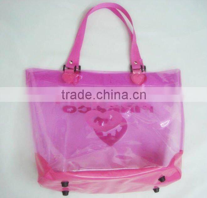 Factory beach towel bag vinyl beach bag girls waterproof bag orange color