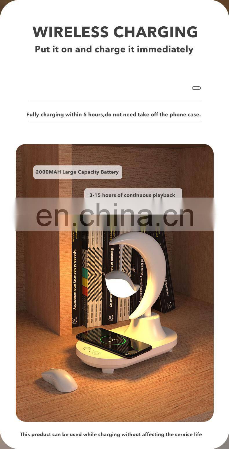 3D Stereo Surround Sound Music Night Light Usb Wireless Charging Auto 7 Color Changing Desk Lamp With Speaker