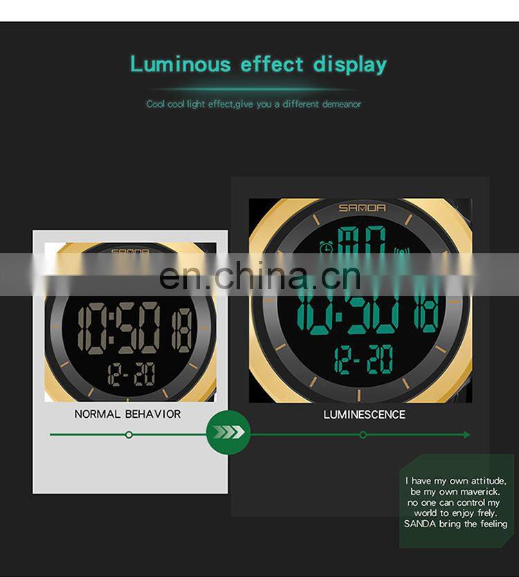 Sanda 6007 Sports Men LED Electronic Watch Chrono Alarm Waterproof Functional Digital Wristwatch