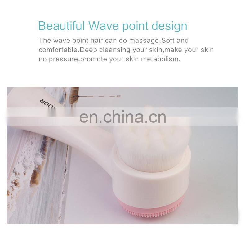 High Quality Exfoliating silicone synthetic head Facial  Cleansing  brush dual  side synthetic fiber  face cleanser