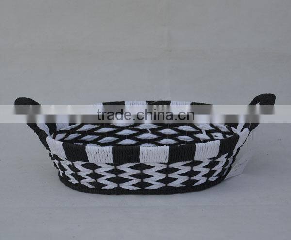 handmade oval paper rope storage basket