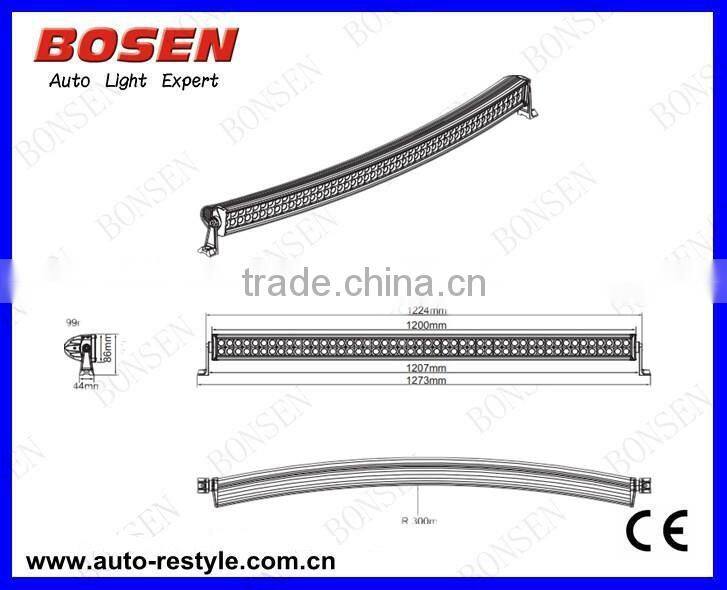 whole sale most popular curve radius 120W LED light bar 40pcs*3w 2 rows