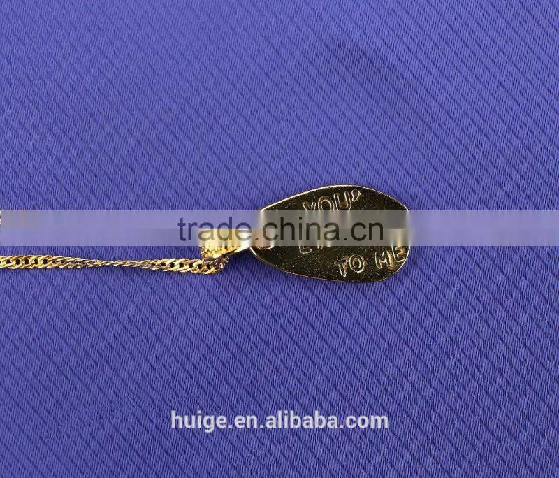 2015 Yiwu Jewellery Hot Sales Brass Chain Gold Plated Fashion Pendant Necklace