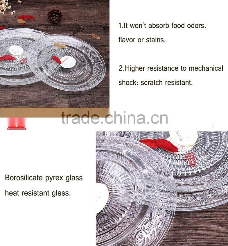 china cheap wholesale plates set/clear glass charger plates wholesale