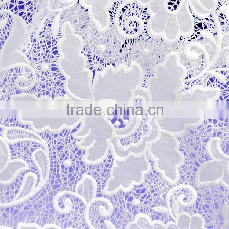 China supplier beautiful flower chemical water soluble laser lace embroidery fabric