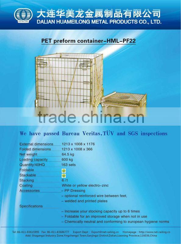 PET preforms Industrial foldable storage metal wire container