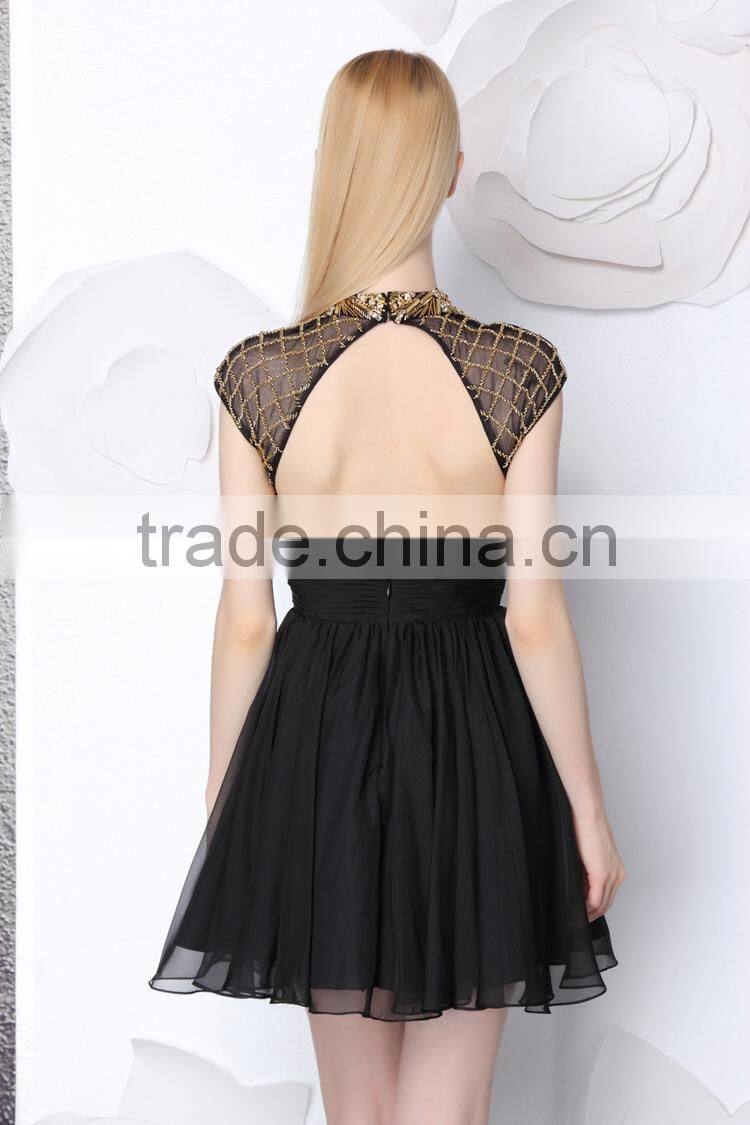 Factory price new arrival ladies diamond black 100% handmade ladies mini skirt haute couture evening dresses