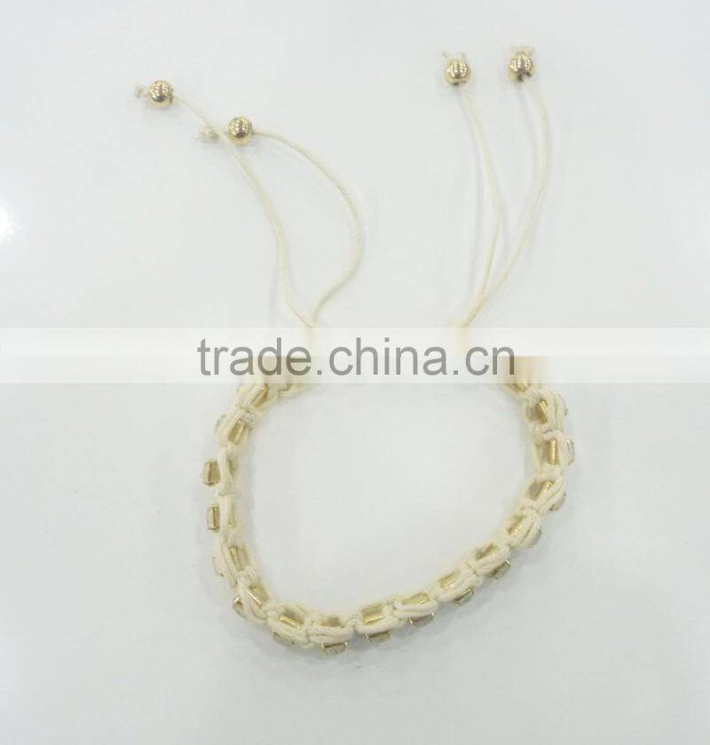 FASHION BRAIDED RHINESTONE CHAIN ADJUSTABLE BRACELET