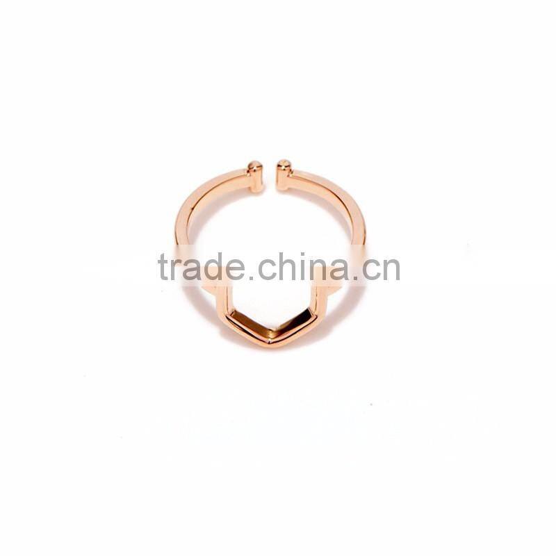 Simple Model Hexagonal Shape Ladies Gold Ring Designs Without Stones 2016