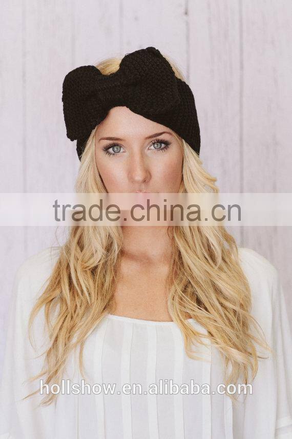 Fashion Cute Bowknot Flower Plain Knitting Lady Women Headband