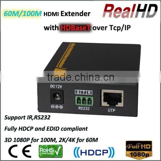 HDBaseT +RS232 +IR HDMI Extender 60m 100m 120m with UHD 2K 4K