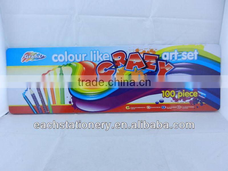 100pcs 7'' Muilt Coloring Pencil Set High Grade Wood Color Pencil Set In Metal Box
