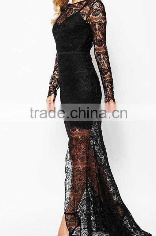 black lace maxi dress mesh lace dress ladies sexy transparent lace dress