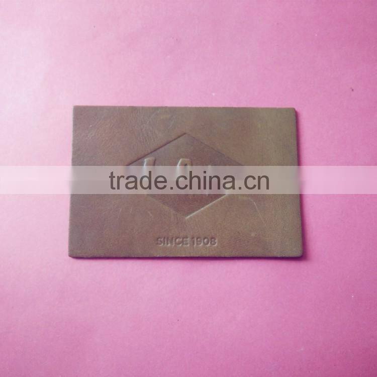 new style brown embossed leather patches for clothing