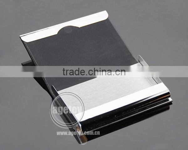 New Arrival High-Grade Magnetic Lock Stainless Steel Metal Black Leather Luxury Business Card Case