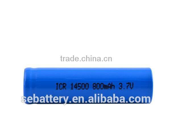 AA Rechargeable 14500 800mAh Li ion battery 3.7 Volt