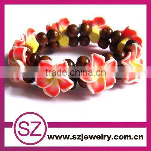 F4 hand- making polymer clay girls hand flowers bracelet 2014