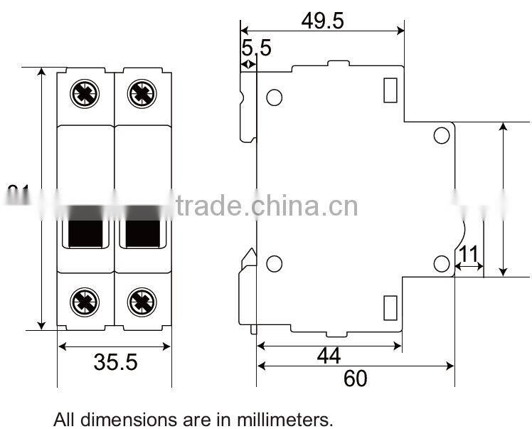 2 pole mini circuit breaker MCB