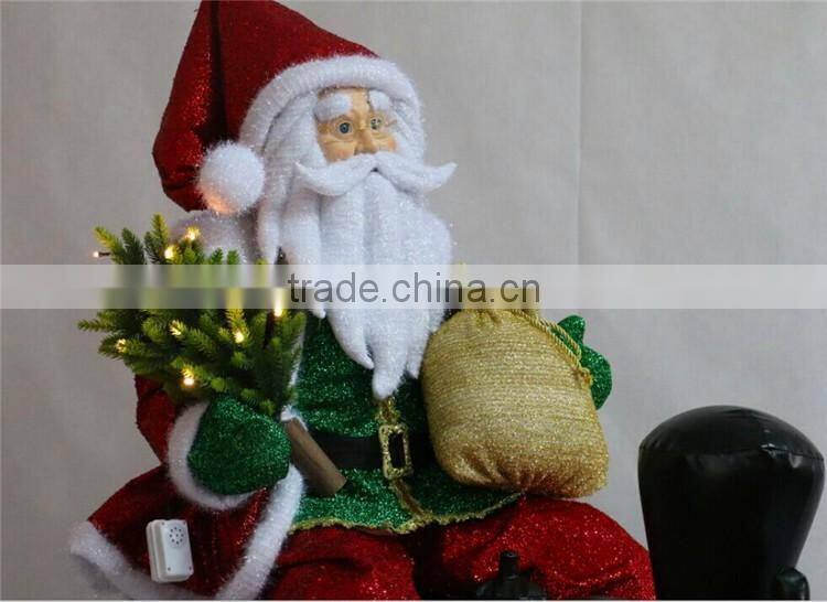 XM-A6131 Outdoor 55 inch giant christmas inflatable santa train ornament with gifts and lighted tree