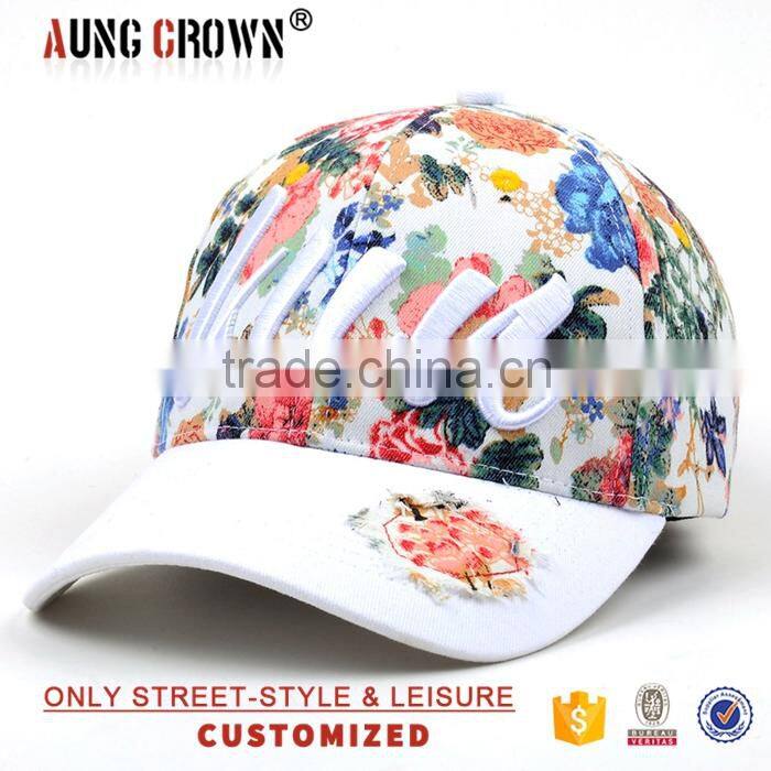 Plain Cotton Twill Flower 6 Panel Baseball Cap