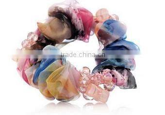 lace print korean elegant bead handmade scrunchy