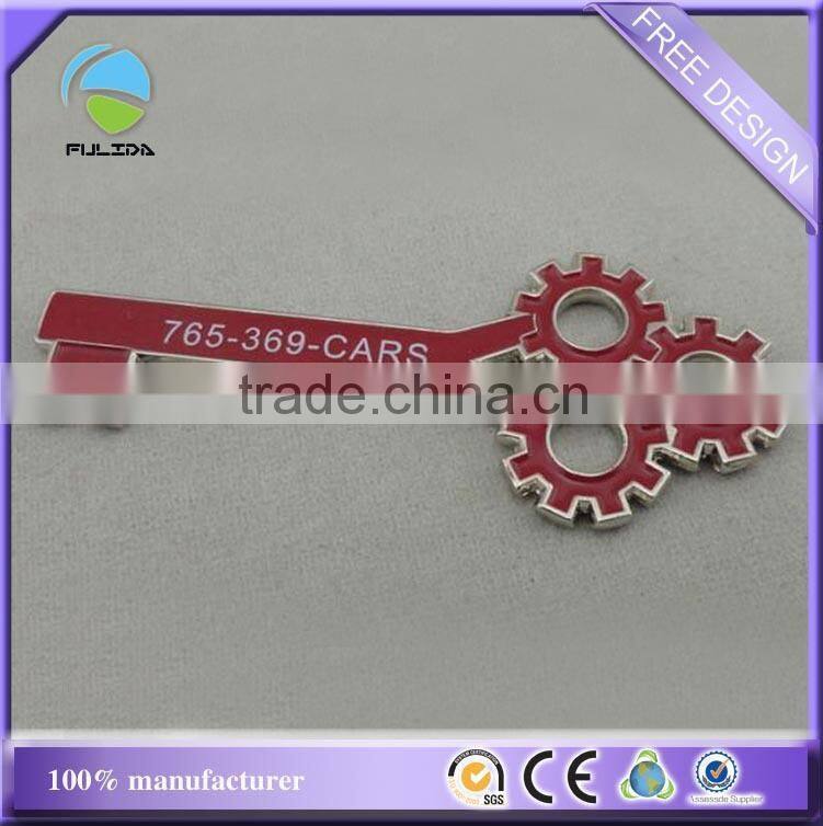 custom key shaped metal red enamel promotional pin badge