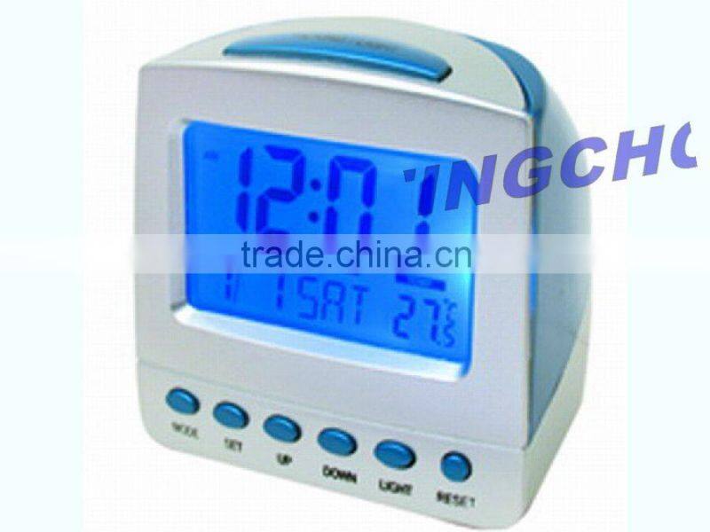 digital talking alarm clock, lcd calendar desk clock with back light, gifts clock