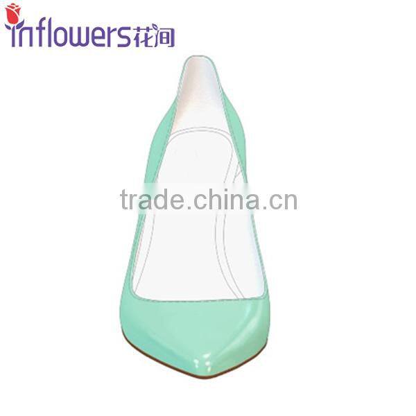 Light blue patent leather ladies high heel dress shoes