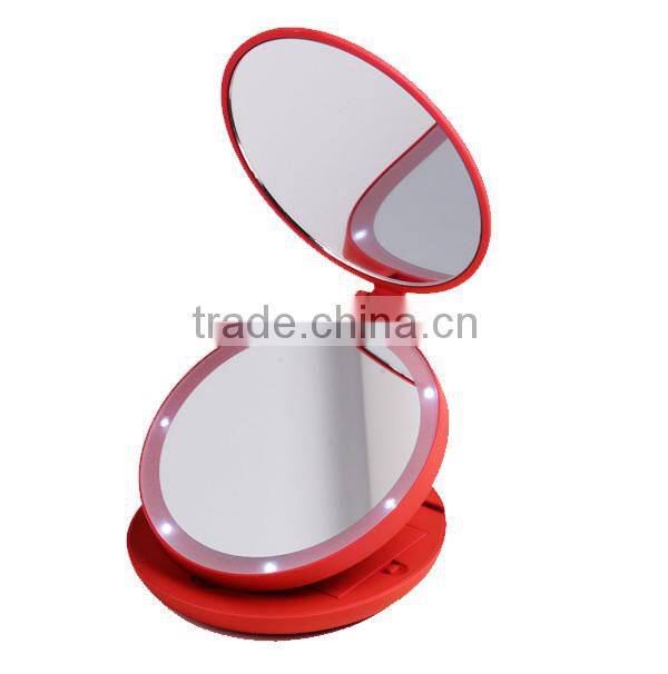 travel mirror with led lights & magnifying compact mirror with led light