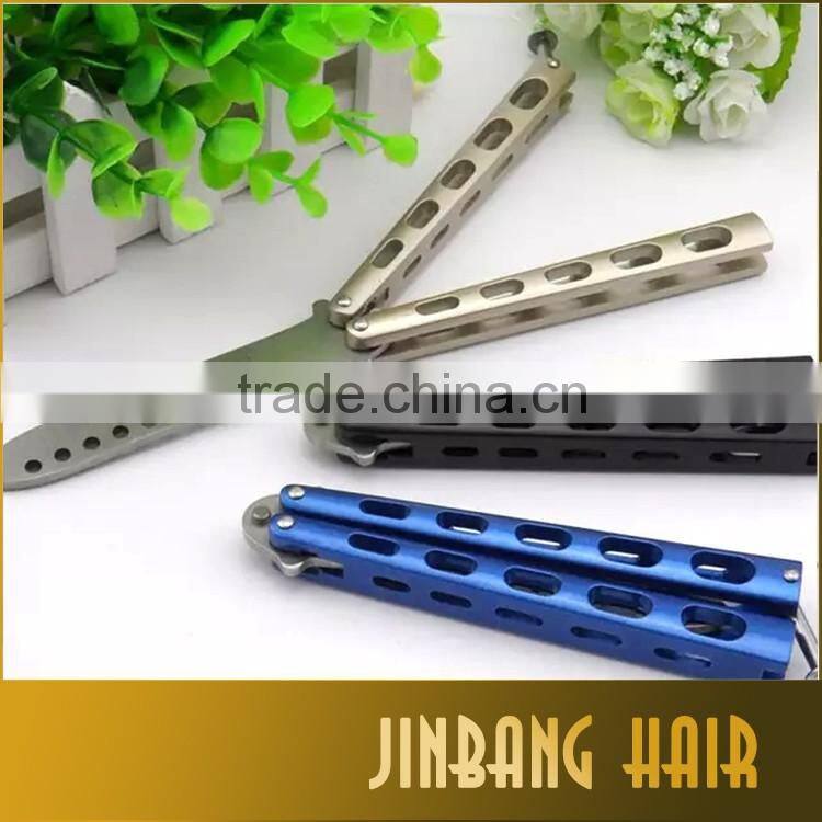 2016 new style butterfly knife comb salon stainless hair comb balisong butterfly knife trainer