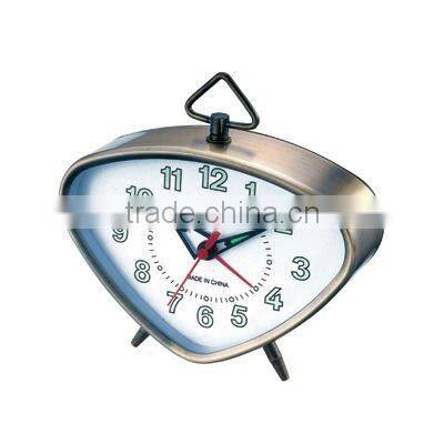 Triangle metal case mechanical alarm clock, decorative clock, table clock
