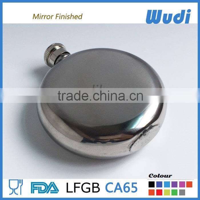 OVAL hip flask ,round shape hip flask with metal lid HFR003