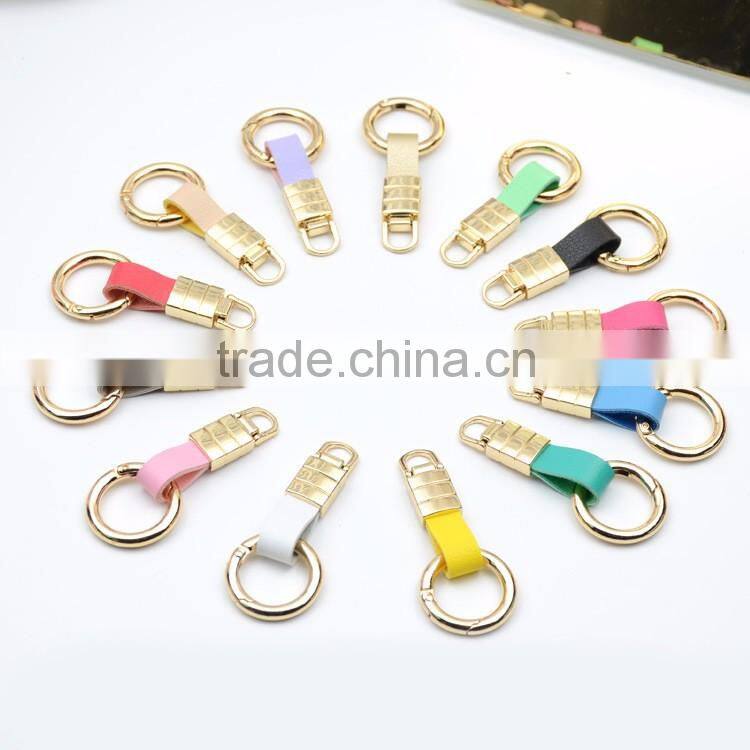 Wholesale Fashion Women Elegant PU Leather Keychain With Metal Pendant Keychain KC13131