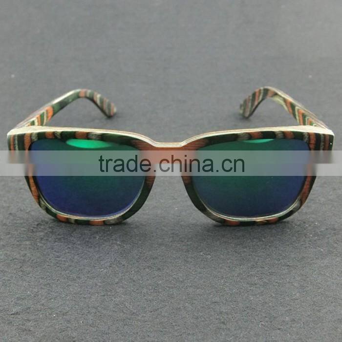 Recycled skateboard bamboo italian wood sunglasses