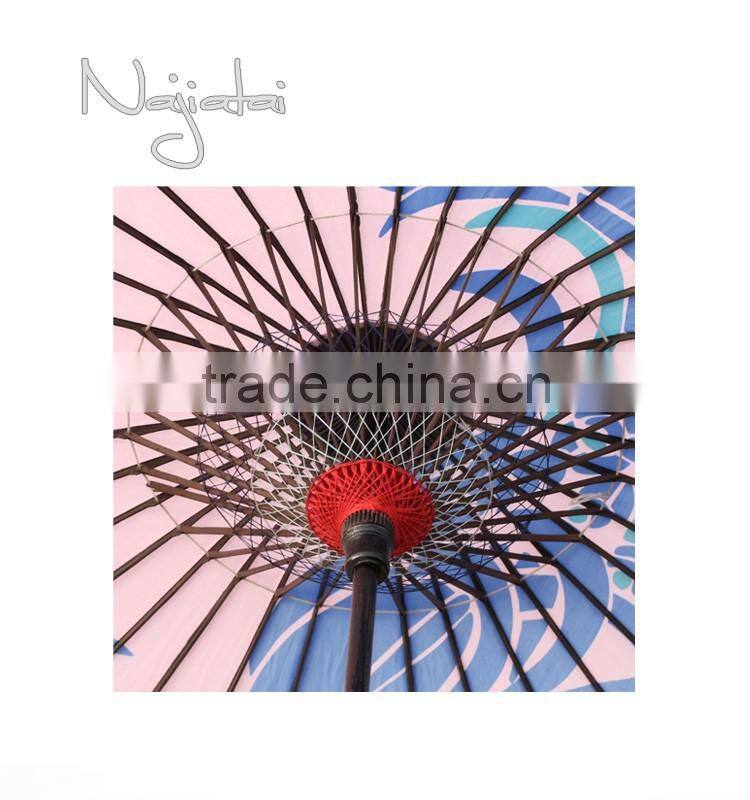 Peacock Pink Background Hand Painted Handmade Japanese Paper Umbrella