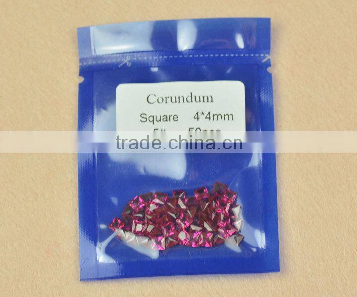 5# color faceted square princess cut synthetic corundum ruby rough