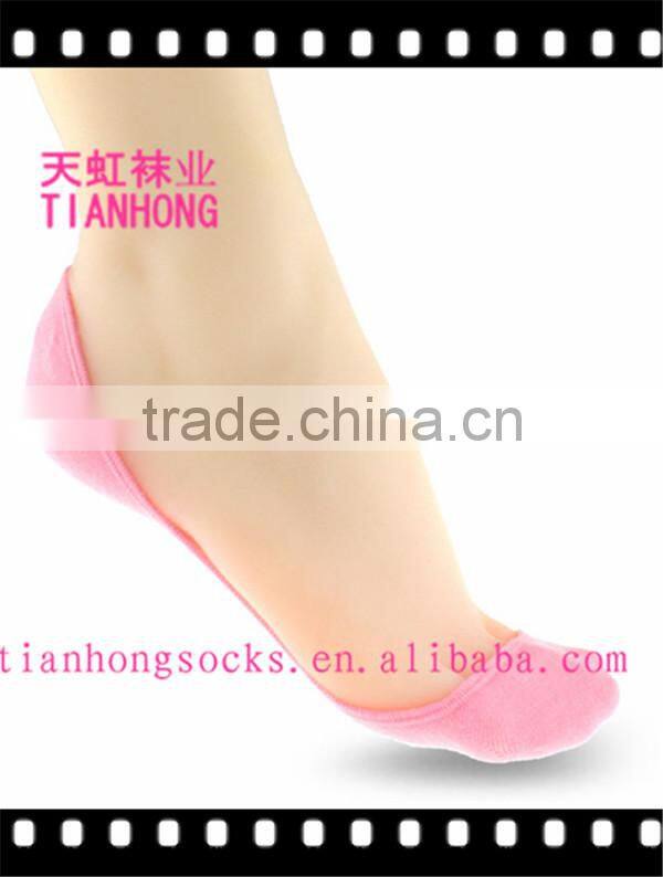 new arrival candy solor boat socks women invisible antislip socks with silicon gel heel