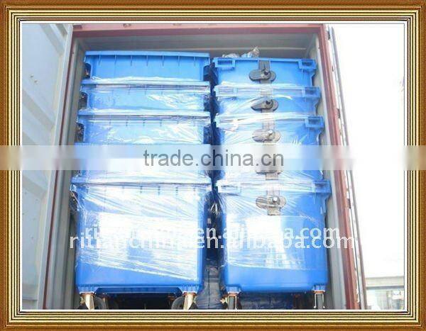 plastic mobile public garbage bins with 4 solid wheels