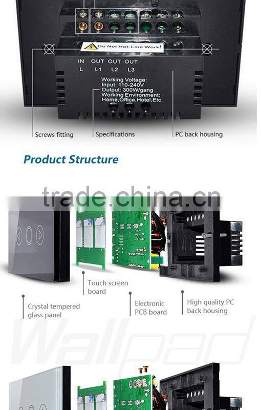Hot Wallpad LED White Tempered Glass 110~250V US/Australia Standard 3 gang Remote Control Power Window Curtain Blinder Switch