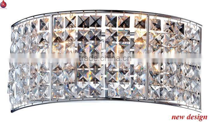 contemporary four crystals wall lights for decoration with chrome backplate